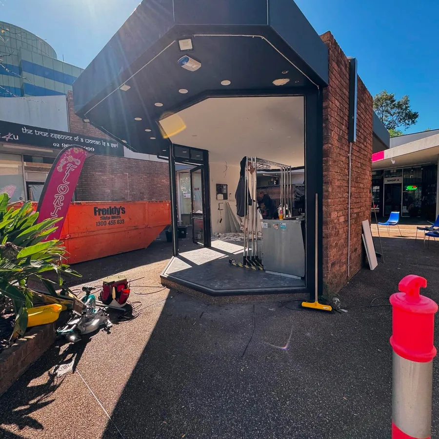 Aluminium shopfront entry to a Sydney showroom